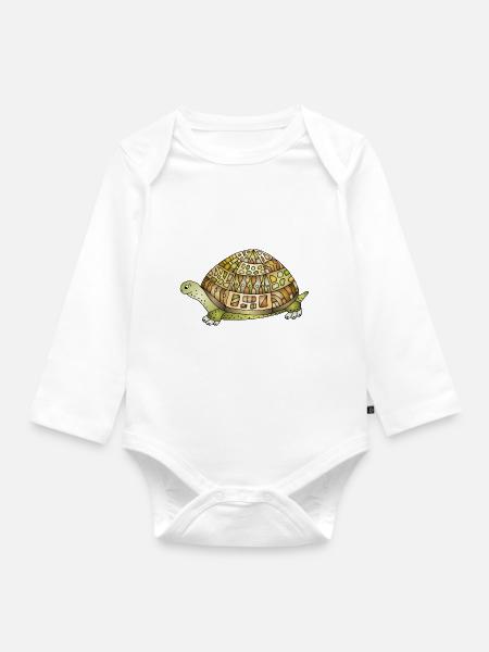 Schildkröte - Baby Bio-Langarm-Body - Weiß