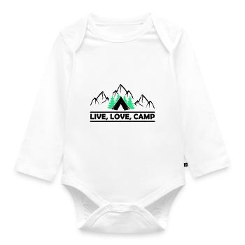 Live Love Camp - Baby Bio-Langarm-Body - Weiß - Vorne