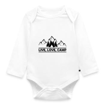 Live Love Camp - Baby Bio-Langarm-Body - Weiß - Vorne