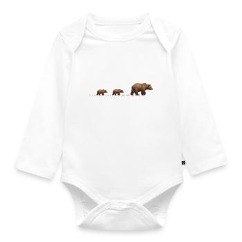 Bear Track Maman Ours 2 Enfants Papa Bear Tracks Ours - Body Bébé bio manches longues - blanc - Devant