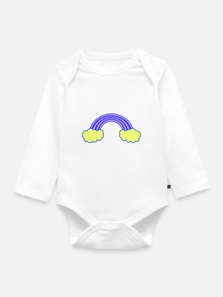regenbogen - Baby Bio-Langarm-Body - Weiß