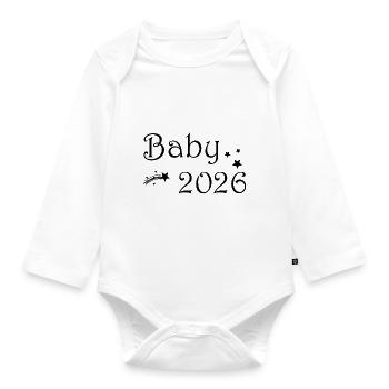 Baby 2026 Sternschnuppe - Baby Bio-Langarm-Body - Weiß - Vorne
