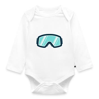 Ski goggles - Organic Longsleeve Baby Bodysuit - white - Front