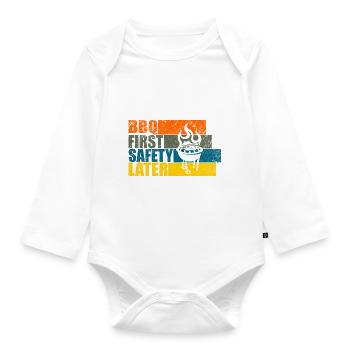 BBQ FIRST SAFETY LATER - Baby Bio-Langarm-Body - Weiß - Vorne