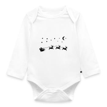 Santa Claus Christmas Sleigh - Organic Longsleeve Baby Bodysuit - white - Front