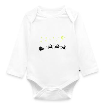 Santa Claus Christmas Sleigh - Organic Longsleeve Baby Bodysuit - white - Front