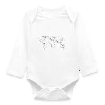 World map - Organic Longsleeve Baby Bodysuit - white - Front