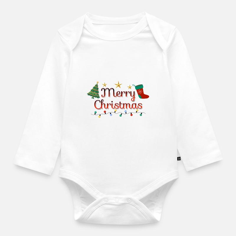 Joyeux sapin de Noël - Body Bébé bio manches longues - blanc