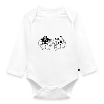 2 Kleine Süße Pirat Füchse Augenklappe Säbel Duell - Baby Bio-Langarm-Body - Weiß - Vorne