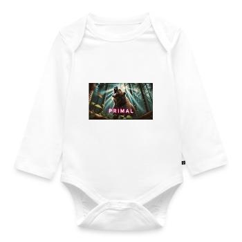 PRIMAL BEAR - Organic Longsleeve Baby Bodysuit - white - Front