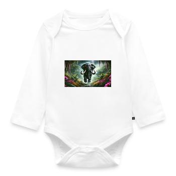 PRIMAL ELEPHANT - Organic Longsleeve Baby Bodysuit - white - Front