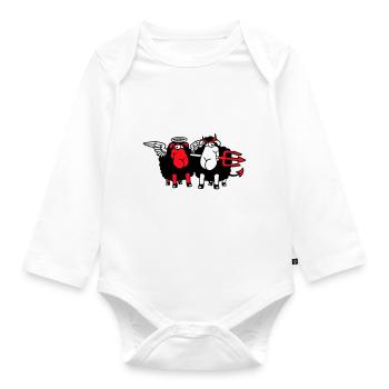2 Mouton Ange Diable Satan Enfer Mal Paradis Bien - Body Bébé bio manches longues - blanc - Devant