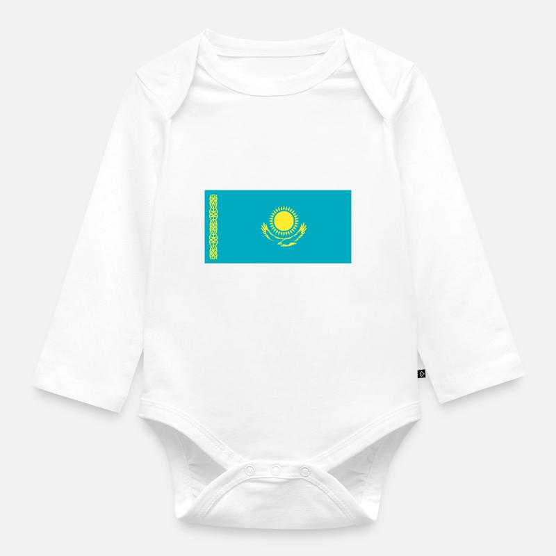 Kasachstan - Baby Bio-Langarm-Body - Weiß