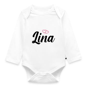 lina name - Baby Bio-Langarm-Body - Weiß - Vorne