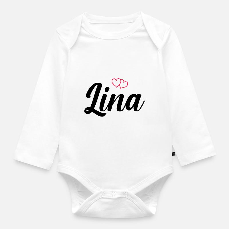lina name - Baby Bio-Langarm-Body - Weiß