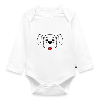 Dog Sticking Out Tongue Naughty Puppy Pet - Organic Longsleeve Baby Bodysuit - white - Front