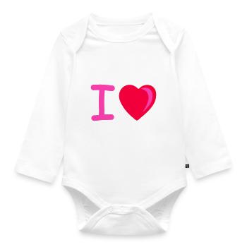 I heart - Organic Longsleeve Baby Bodysuit - white - Front