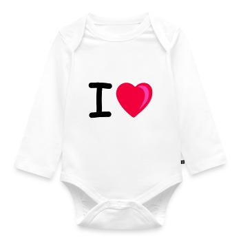 I heart - Organic Longsleeve Baby Bodysuit - white - Front