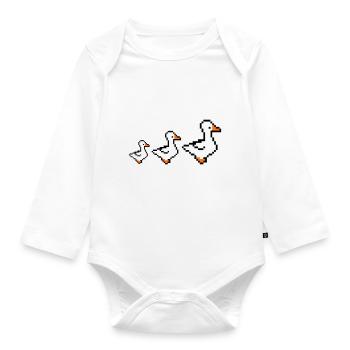 pixel enten - Baby Bio-Langarm-Body - Weiß - Vorne