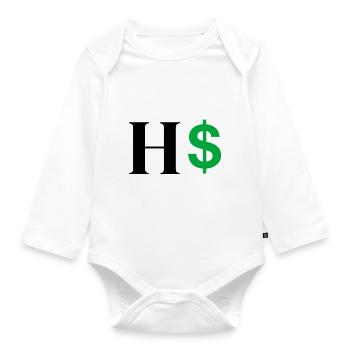 Buchstabe h Dollar - Baby Bio-Langarm-Body - Weiß - Vorne