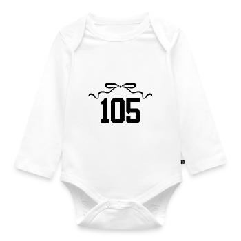 Nummer 105 Knoten - 105. Jahrestag - Baby Bio-Langarm-Body - Weiß - Vorne