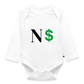 Lettre n dollar - Body Bébé bio manches longues - blanc - Devant