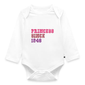 1946 Geburtstag Prinzessin - Baby Bio-Langarm-Body - Weiß - Vorne