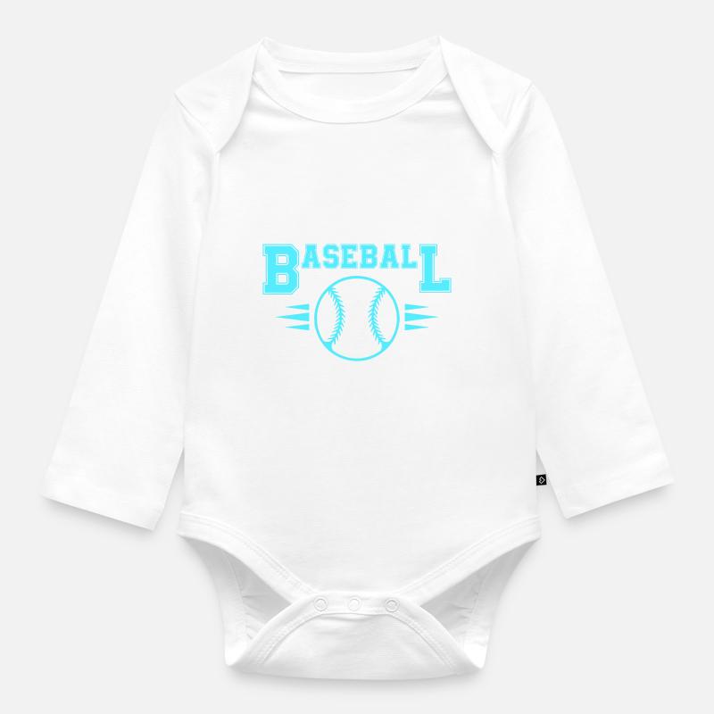 base-ball - Body Bébé bio manches longues - blanc