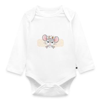 Mignon jeter un coup d’œil petite dame souris avec couronne - Body Bébé bio manches longues - blanc - Devant