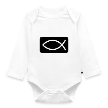 Fish Christian Jesus - Organic Longsleeve Baby Bodysuit - white - Front