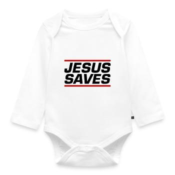 Jesus Rettet Bibelvers - Baby Bio-Langarm-Body - Weiß - Vorne