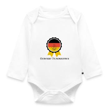 Assured Democratic | Gift Idea | Germany - Organic Longsleeve Baby Bodysuit - white - Front