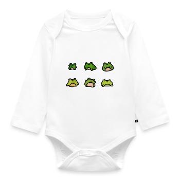 Entzückende Cartoon-Frösche - Baby Bio-Langarm-Body - Weiß - Vorne