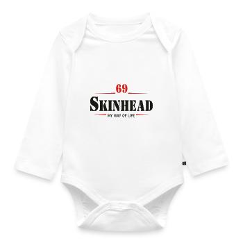 Working Class Skinhead Oi! Antiracist Bootboys My - Organic Longsleeve Baby Bodysuit - white - Front