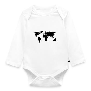 World Map - Organic Longsleeve Baby Bodysuit - white - Front
