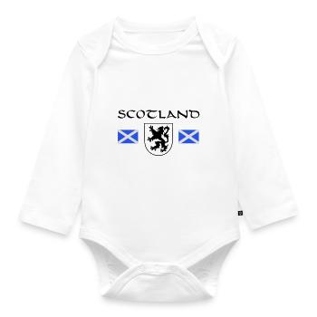 Scotland´s "Rampant Lion" - Baby Bio-Langarm-Body - Weiß - Vorne