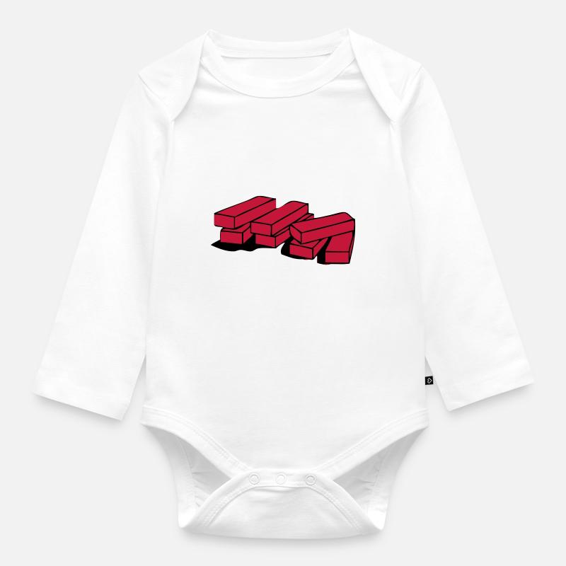 brick, construction, maison, paroi, des briques, - Body Bébé bio manches longues - blanc