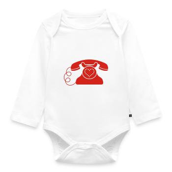 Herz-Telefon - Baby Bio-Langarm-Body - Weiß - Vorne
