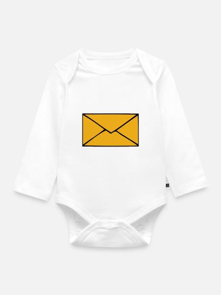 Briefumschlag - Baby Bio-Langarm-Body - Weiß