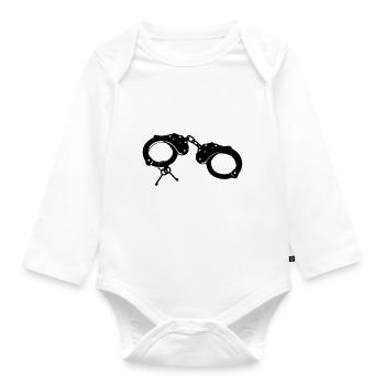 Handschellen - Junggesellenabschied - Baby Bio-Langarm-Body - Weiß - Vorne