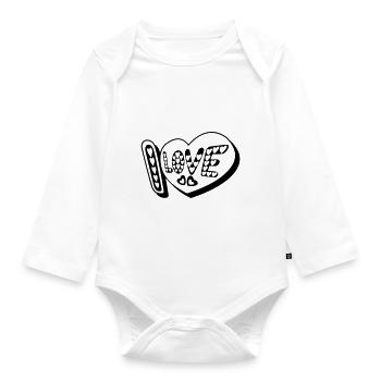 i love - Body Bébé bio manches longues - blanc - Devant