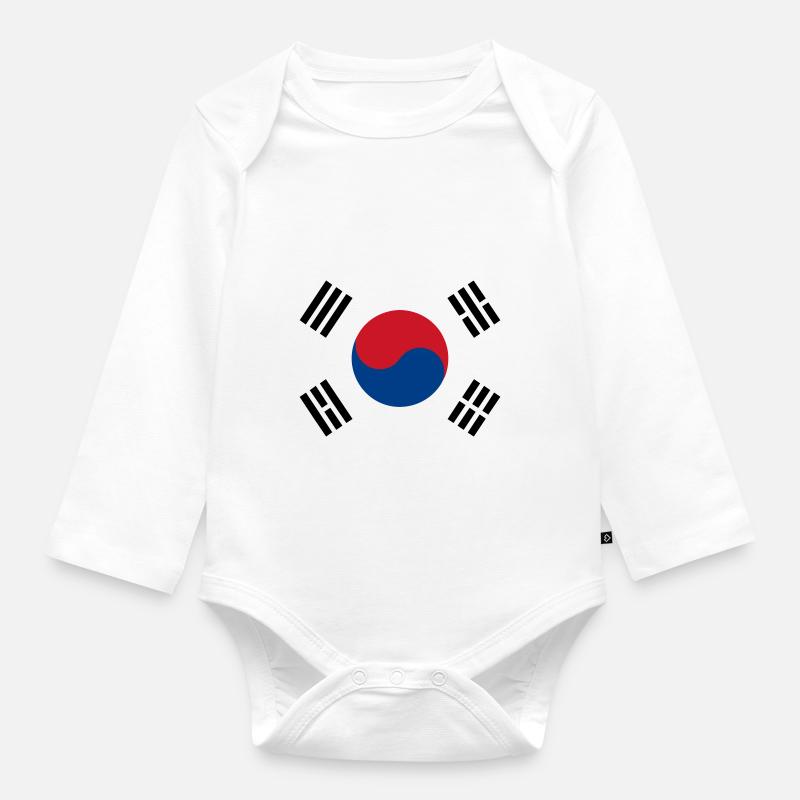 Drapeau de la Corée - Body Bébé bio manches longues - blanc