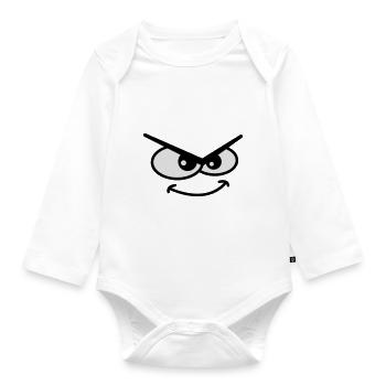 Evil Peep Cartoon Face Cool Naughty Grin - Organic Longsleeve Baby Bodysuit - white - Front