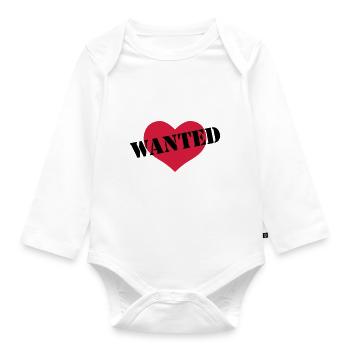 WANTED Love Heart - Organic Longsleeve Baby Bodysuit - white - Front