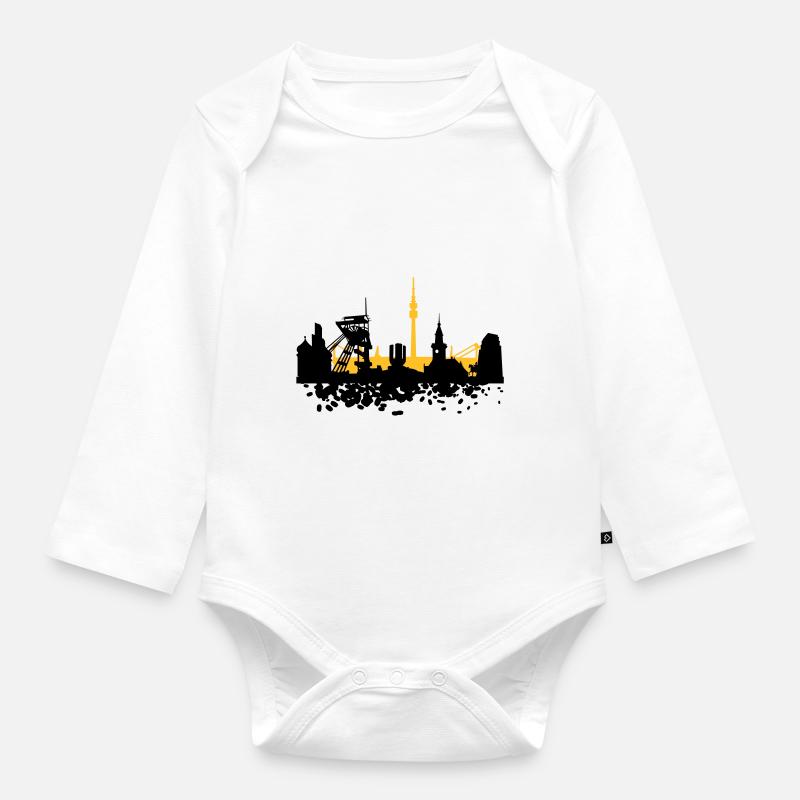 Dortmund Skyline - Baby Bio-Langarm-Body - Weiß