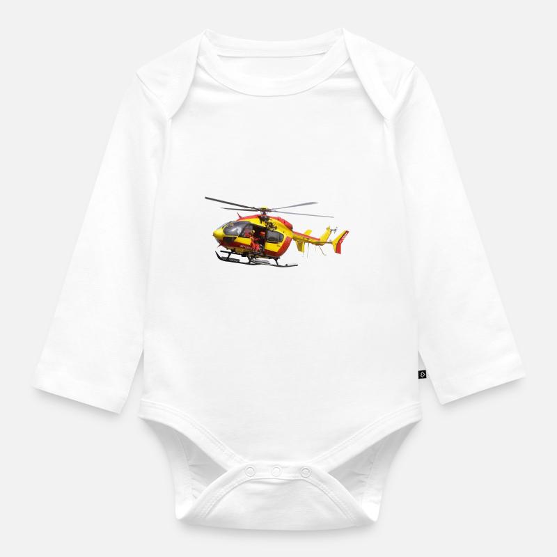 helicoptere EC145 securité civile - Body Bébé bio manches longues - blanc