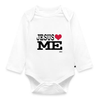 jesus loves me - Baby Bio-Langarm-Body - Weiß - Vorne