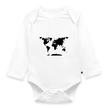 World map - Organic Longsleeve Baby Bodysuit - white - Front