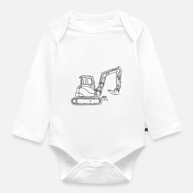 Pelleteuse - Body Bébé bio manches longues - blanc