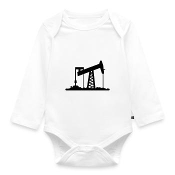 Ölförderung / oil rig (1c) - Baby Bio-Langarm-Body - Weiß - Vorne